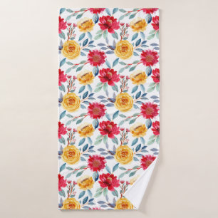 Motif floral aquarelle ensoleillé en rose jaune