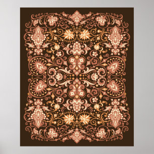 Motif Floral Arabesque. Style Art Déco