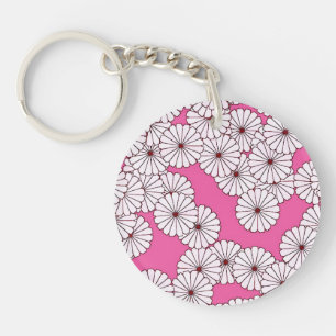 Motif floral Art Déco - crème sur rose