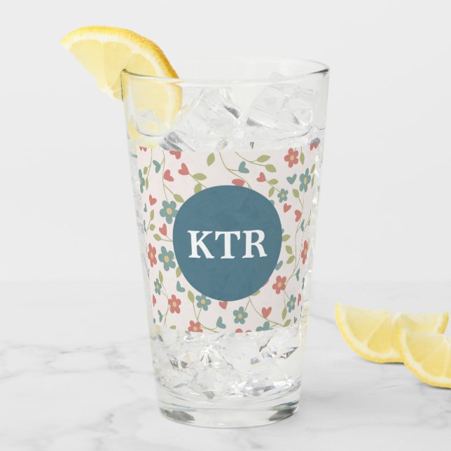 Motif floral avec lunette en verre Monogramme (Devant glace)