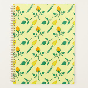 Motif floral avec rose jaune et fleurs de tulipe