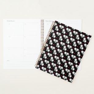 Motif floral blanc élégant sur fond noir