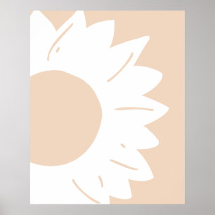 Motif floral blanc sur décoration murale abstraite