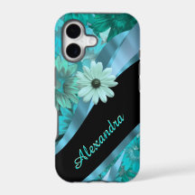 Motif floral bleu de joli aqua personnalisé