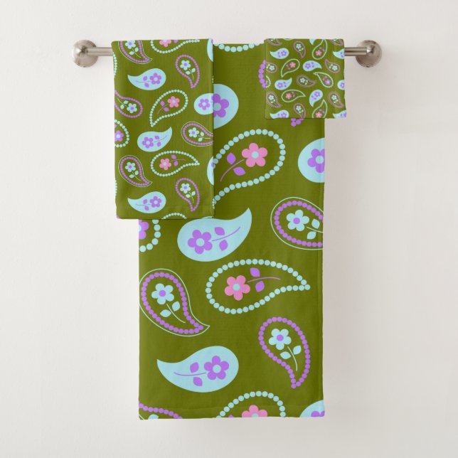 Motif floral bleu et vert Paisley (En situation)
