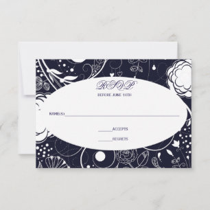 Motif floral bleu marine/Blanc - RSVP