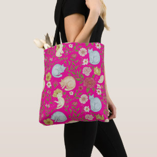 Motif Floral Chats Sac fourre-tout réutilisable