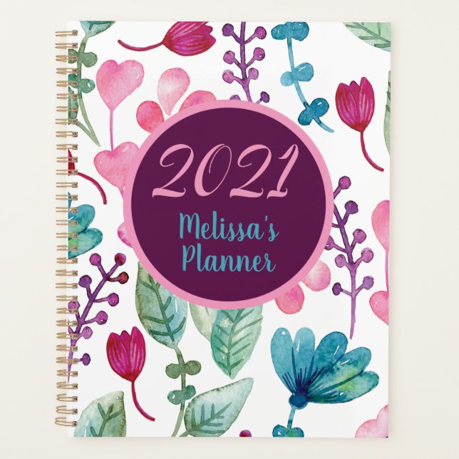 Motif floral d'aquarelle de fille Personnaliser le (Devant)