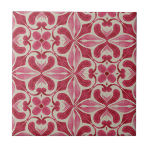 Motif floral de carreaux rouges ornés