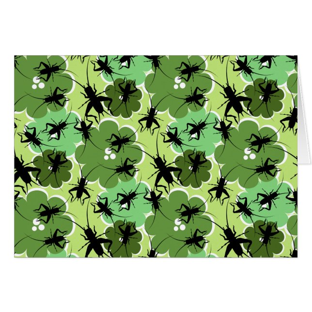 Motif floral de cricket vert + noir (Devant Horizontal)