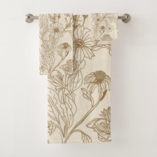 Motif floral de dessin au trait botanique sépia an