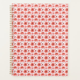 Motif floral de fleurs de cerisier avec des cœurs