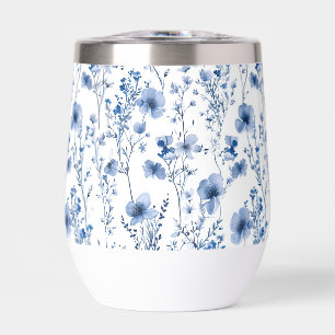 Motif floral de fleurs sauvages aquarelle bleu bla