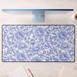 Motif floral de toile française bleue