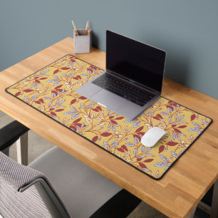 Motif floral élégant avec feuilles rouges et bleue