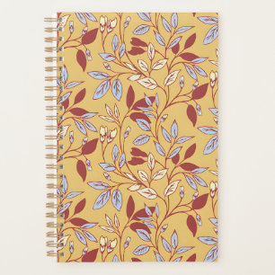 Motif floral élégant avec feuilles rouges et bleue