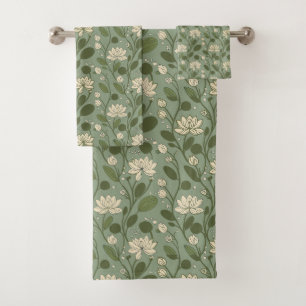 Motif floral élégant sur vert laurier