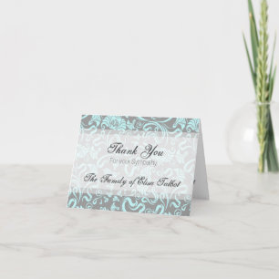 Motif Floral gris bleu Sympathie Merci N carte