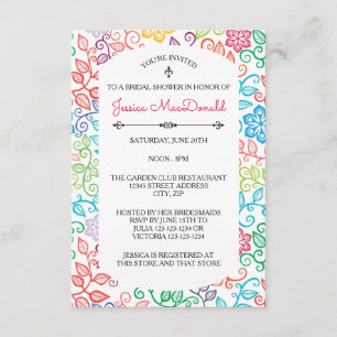 Motif floral - Invitation à la douche nuptiale 3 x