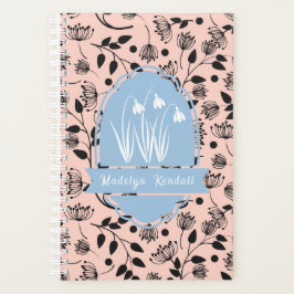 Motif floral laurentien rose pâle nom personnalisé