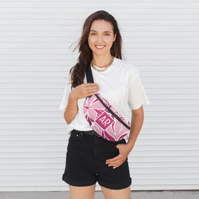 Motif Floral moderne tendance Cool Monogramme rose (Créateur téléchargé)