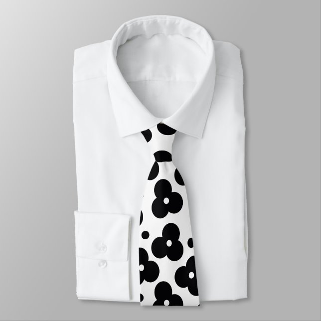 Motif floral noir et blanc cravate (Attaché)