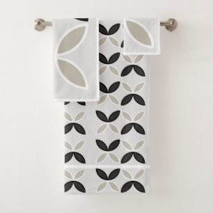 Motif floral noir et blanc et gris
