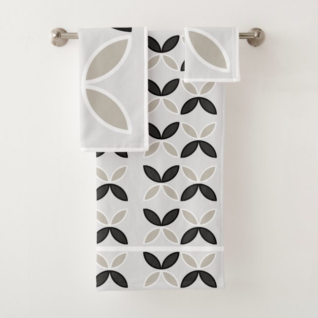 Motif floral noir et blanc et gris (En situation)