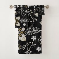 Motif floral noir et blanc orné