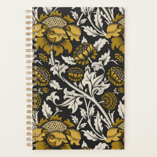 Motif floral orné de grandes fleurs dorées