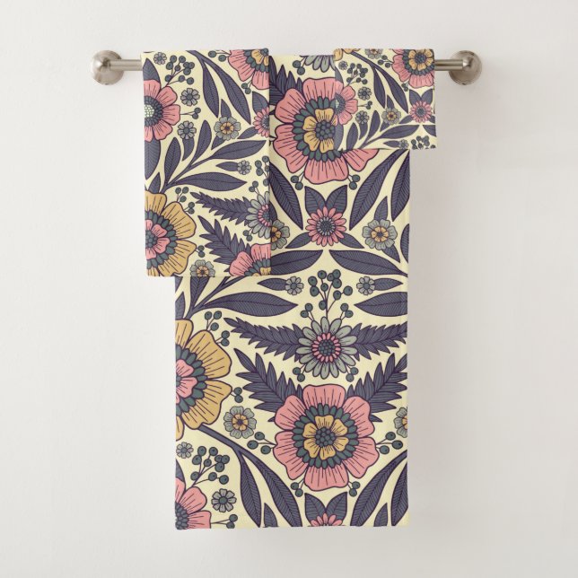 Motif Floral rose et bleu sans joint (En situation)