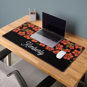 Motif floral rouge nom personnalisé