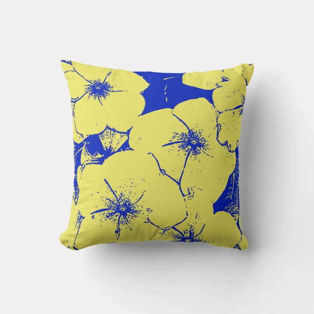 Motif Floral Sunny Yellow Blue Kissen (Vorderseite)