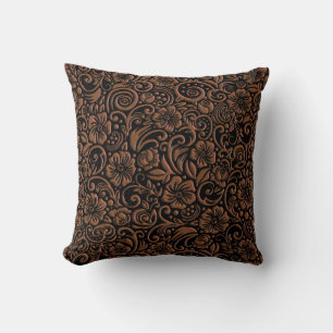 Motif floral texturé Oreillers à jet de rouille fo