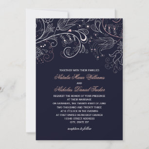Motif floral tulipe marine - Faire-part de mariage