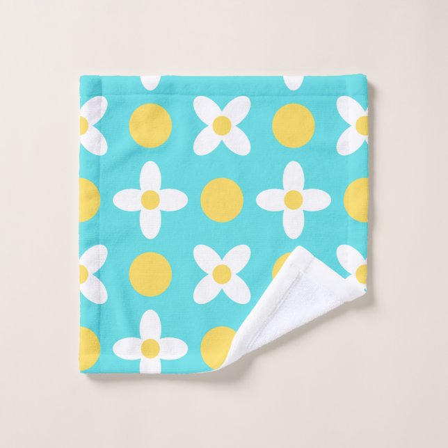 Motif floral Turquoise Bleu Rétro (Gant de toilette)