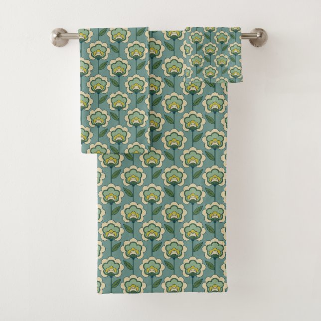 Motif floral turquoise et jaune (En situation)