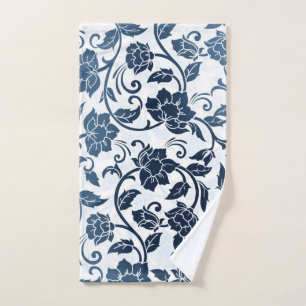 Motif floral Turquoise et serviette bleu marine
