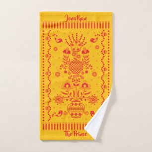 Motif floral ukrainien folklorique jaune rouge vas