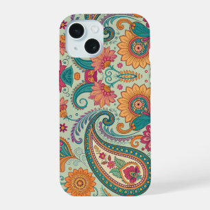 Motif floral vert clair Paisley Boho vibrant