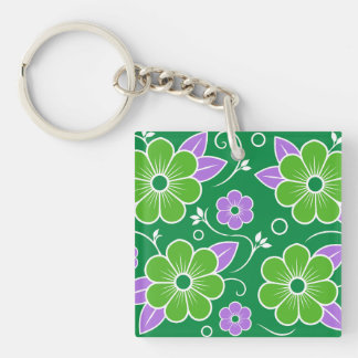 Motif floral vert et violet décoratif