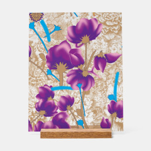 Motif floral vif avec violet et bleu f