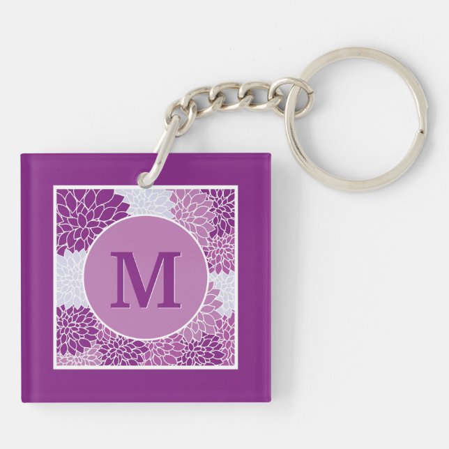 Motif floral violet foncé monogramme (Dos)