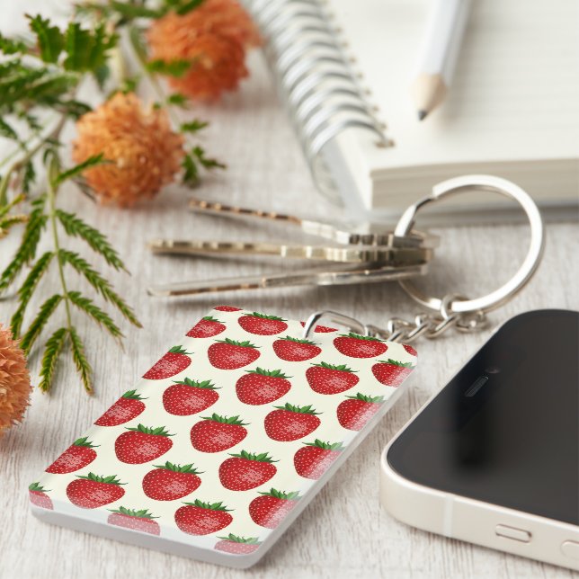 Motif fraises, fraises rouges, fruits, feuilles (Devant droit)