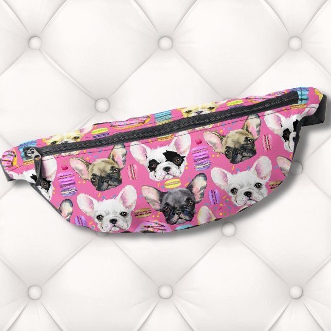 Motif français de Bulldog Macaron (French Bulldogs and Rainbow French Macaron Cookies Fanny Pack)