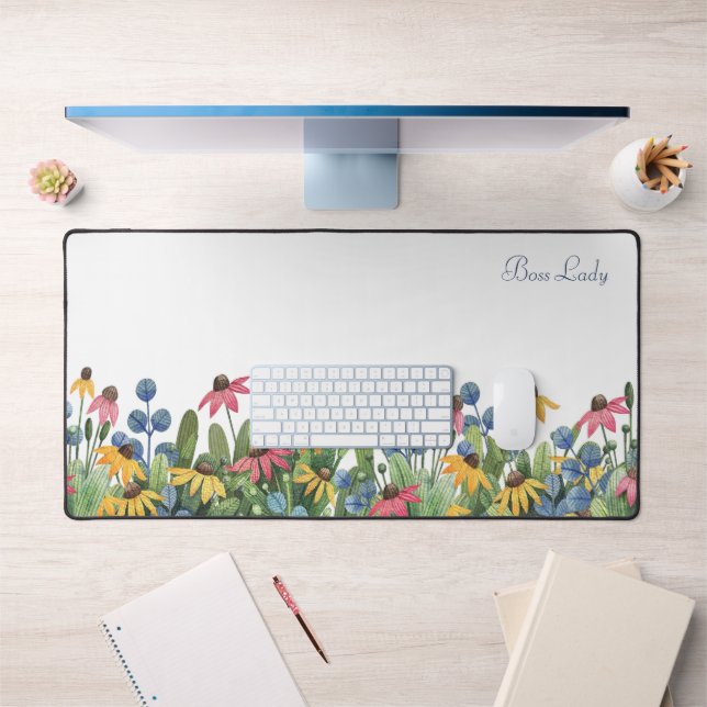 Motif frontalier Fleur sauvage tendance, aquarelle (Bureau 1)