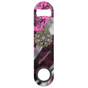 Motif fuchsia assez girly personnalisé de damass