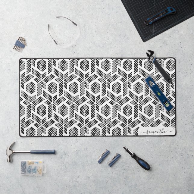 Motif géométrique à points blancs en noir (Poste de travail)