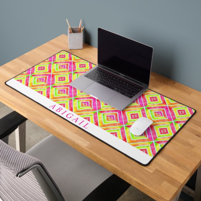 motif géométrique Abstrait magenta et chartreuse (Bureau 2)