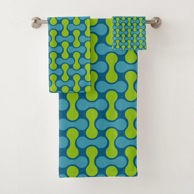 Motif géométrique Abstrait rétro en bleu et vert (En situation)